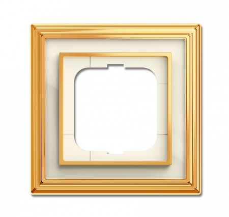 ABB 1754-0-4560 Рамка 1-постовая, серия Династия, Латунь полированная, белое стекло