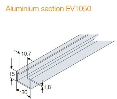 ABB EV1050 Профиль алюминиевый Ш=2000мм 30x15(10шт)