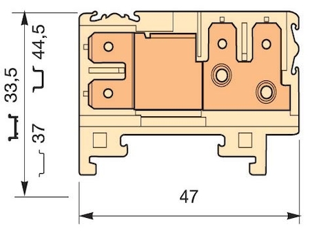 ABB 1SNA160619R1000 beige Railway Terminal Blocks HD6/8.2G.2G.2 1 terminal block with 4 tabs for 6,3 x 0,8 mm (.248" x .031") quick connect with possible testing and transverse connection