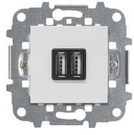 ABB N2285 BL Механизм USB зарядного устройства, 2М, 2х750 мА / 1х1500 мА, серия Zenit, цвет альпийский белый