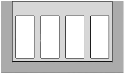 ABB T1174 GR Панель лицевая для бокса рабочего места открытого/скрытого монтажа на 4 двойных адаптера с декоративной накладкой, цвет серый