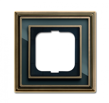 ABB 1754-0-4585 Рамка 1-постовая, серия Династия, Латунь античная, черное стекло