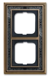 ABB 1754-0-4596 Рамка 2-постовая, серия Династия, Латунь античная, черная роспись