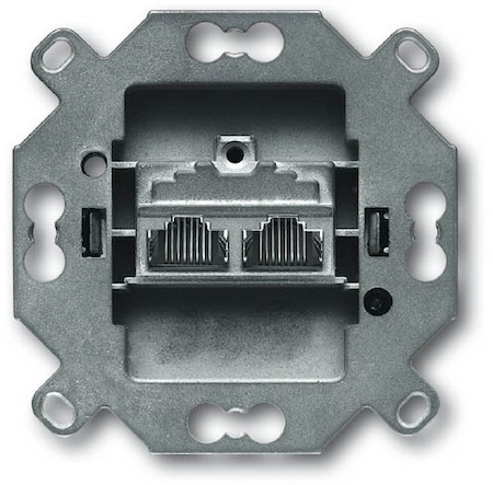 ABB 0230-0-0376 Механизм 2-постовой компьютерной розетки 8/8 полюсов, раздельно, RJ45; UAE, категория 6а, экранированная, до 500 МГц