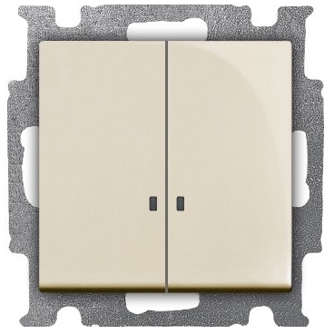 ABB 1012-0-2157 Выключатель с клавишей, 2-клавишный, с подсветкой, Basic 55, слоновая кость