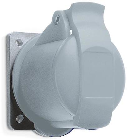 ABB 2CMA193145R1000 Socket-outlet, panel mounting, 4h, 16A, IP44, minimized flange, straight, 2P+E