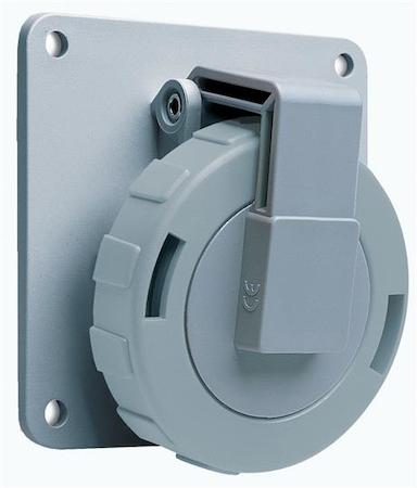 ABB 2CMA166992R1000 Socket-outlet, panel mounting, 3h, 16A, IP67, unified flange, angled, 2P+E