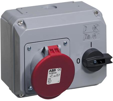 ABB 2CMA167721R1000 Switched interlocked socket-outlet, 6h, 63A, IP44, 3P+E