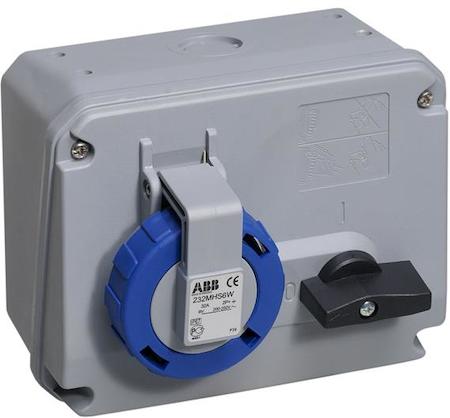 ABB 2CMA167848R1000 Switched interlocked socket-outlet, 6h, 32A, IP67, 2P+E