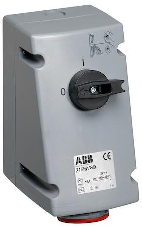 ABB 2CMA167663R1000 Switched interlocked socket-outlet, 6h, 16A, IP44, 3P+N+E