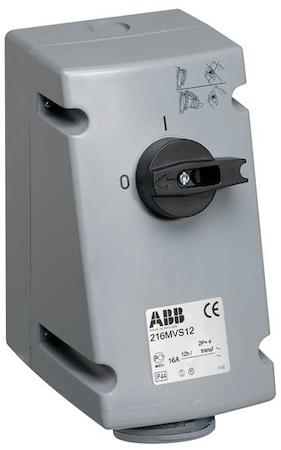 ABB 2CMA167692R1000 Switched interlocked socket-outlet, 6h, 32A, IP44, 2P+E