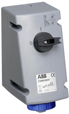 ABB 2CMA163257R1000 Switched interlocked socket-outlet, vertical, Heavy Duty, 6h, 16A, IP67, 2P+E
