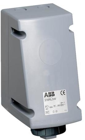 ABB 2CMA168465R1000 Surface socket-outlet for looping, 5h, 16A, IP67, 3P+E