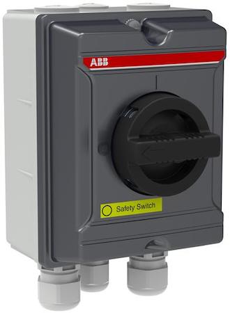 ABB 1SCA142663R1001 Safety switch including N- and PE-terminals, three cable glands included. Padlockable handle.
