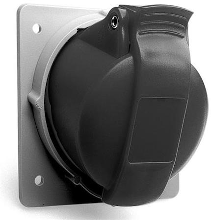 ABB 2CMA170034R1000 Socket-outlet, panel mounting, 5h, 32A, IP44, minimized flange, angled, 3P+E