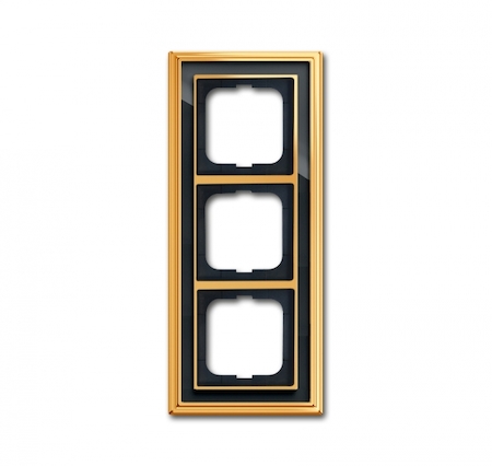 ABB 1754-0-4567 Рамка 3-постовая, серия Династия, Латунь полированная, черное стекло