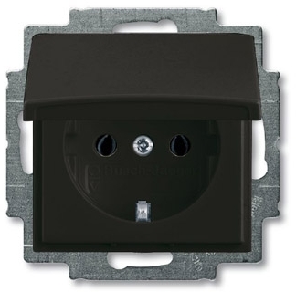 ABB 2018-0-1499 Розетка SCHUKO 16А 250В, с крышкой, серия Basic 55, цвет château-black