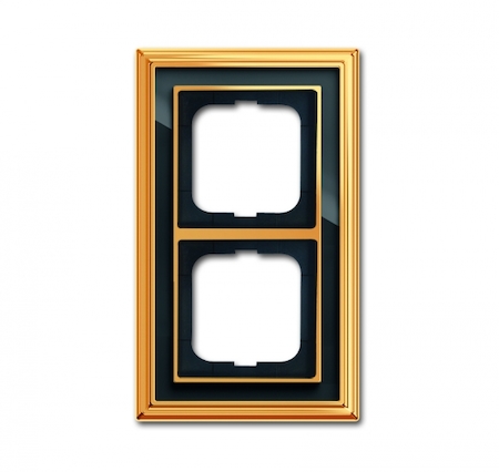 ABB 1754-0-4566 Рамка 2-постовая, серия Династия, Латунь полированная, черное стекло