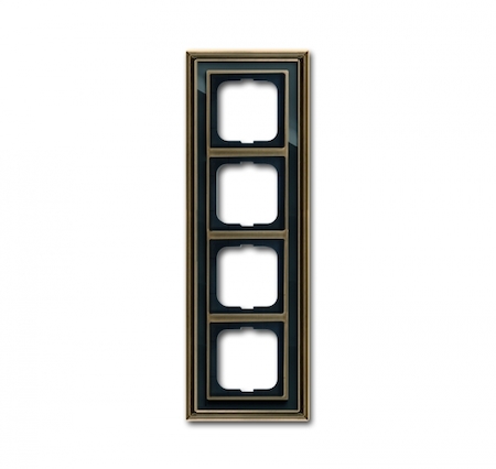 ABB 1754-0-4588 Рамка 4-постовая, серия Династия, Латунь античная, черное стекло