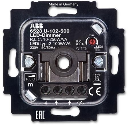 ABB 6512-0-0335 Механизм светорегулятора LED, поворотный, 2-100 Вт/ВА