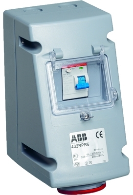 ABB 2CMA168291R1000 Socket-outlet with RCD, 6h, 30mA, 32A, IP44, 3P+E