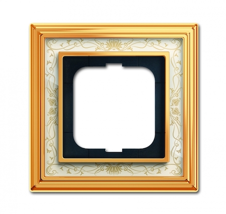 ABB 1754-0-4570 Рамка 1-постовая, серия Династия, Латунь полированная, белая роспись