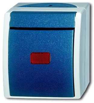 ABB 1085-0-1636 Переключатель 1-клавишный, контрольный, IP44, для открытого монтажа, серия ocean, цвет серый/сине-зелёный