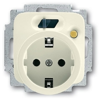 ABB 3116-0-0613 Розетка SCHUKO с УЗО, 16А, 30 мА,,KS IP21 (шлейф), серия Busch-Duro 2000 SI, цвет слоновая кость