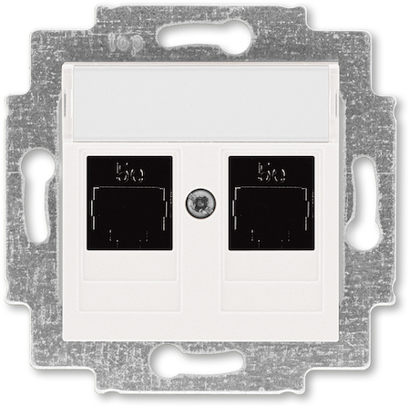 2CHH295118A6068 Розетка информационная ABB Levit двойная 2хRJ45 категория 5e жемчуг