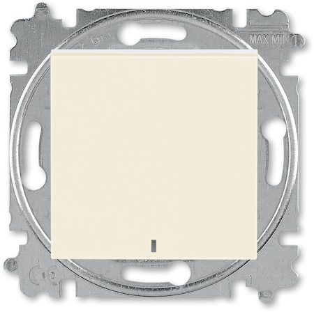 2CHH599147A6017 Выключатель кнопочный одноклавишный с подсветкой ABB Levit слоновая кость / белый