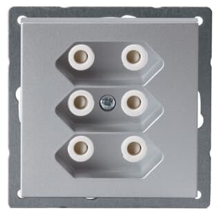 ABB 2TKA00000451 Розетка 3*EuroSocket 6А 230В, без заземления, алюминий