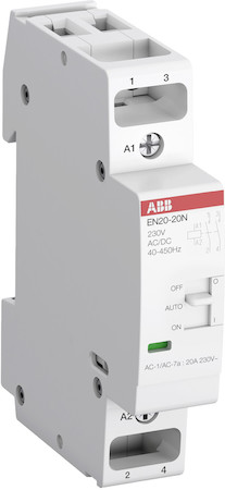 ABB 1SBE122111R0620 Контактор EN20-20N-06 модульный с ручным управлением (20А АС-1, 2НО), катушка 230В AC/DC