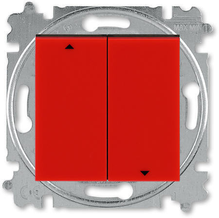 2CHH598945A6065 Выключатель жалюзи двухклавишный ABB Levit с фиксацией клавиш красный / дымчатый чёрный