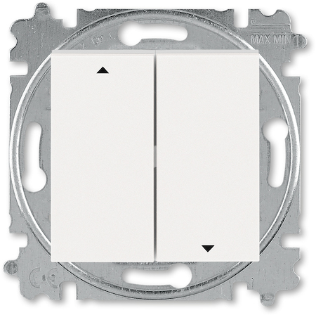 2CHH598945A6068 Выключатель жалюзи двухклавишный ABB Levit с фиксацией клавиш жемчуг / ледяной