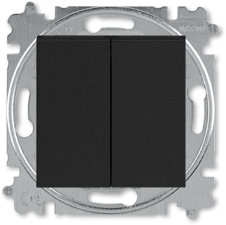 2CHH598745A6063 Выключатель кнопочный двухклавишный ABB Levit антрацит / дымчатый чёрный