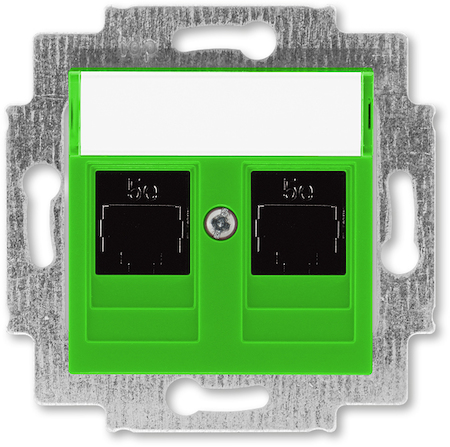 2CHH295118A6067 Розетка информационная ABB Levit двойная 2хRJ45 категория 5e зелёный
