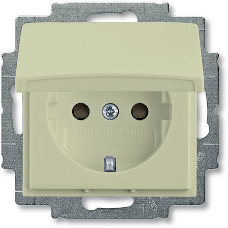 ABB 2CKA002111A0652 Розетка SCHUKO 16А 250В с защитными шторками, с крышкой, серия basic55, цвет слоновая кость