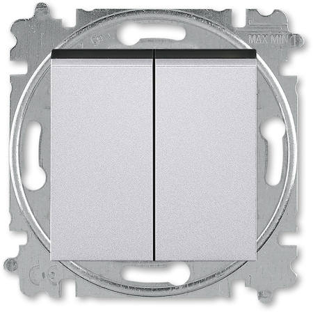 2CHH598745A6070 Выключатель кнопочный двухклавишный ABB Levit серебро / дымчатый чёрный