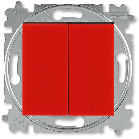 2CHH598745A6065 Выключатель кнопочный двухклавишный ABB Levit красный / дымчатый чёрный