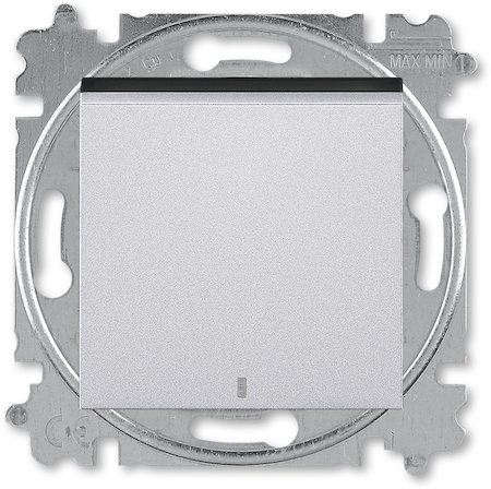 2CHH599147A6070 Выключатель кнопочный одноклавишный с подсветкой ABB Levit серебро / дымчатый чёрный