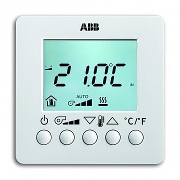 6138-0-0003 ABB 6138/11-84-500 Терморегулятор для фэнкойла с дисплеем, накладной монтаж, альпийский белый