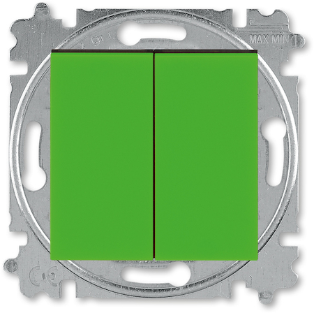 2CHH590545A6067 Выключатель двухклавишный ABB Levit зелёный / дымчатый чёрный