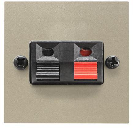 ABB 2CLA225710N1901 Механизм аудиоразъёма для подключения громкоговорителей/динамиков (прищепки), чёрный+красный, 2-модульный, серия Zenit, цвет шампань