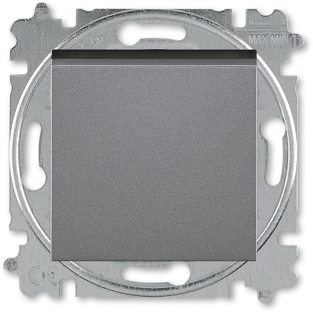 2CHH599145A6069 Выключатель кнопочный одноклавишный ABB Levit сталь / дымчатый чёрный