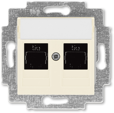 2CHH295118A6017 Розетка информационная ABB Levit двойная 2хRJ45 категория 5e слоновая кость