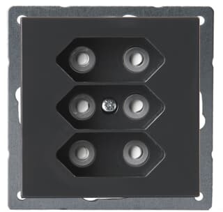 303UC-81 ABB Розетка 3*EuroSocket 6А 230В, без заземления, антрацит