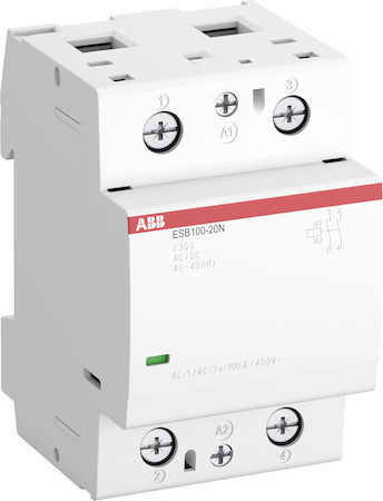 ABB 1SAE361111R0620 Контактор ESB100-20N-06 модульный (100А АС-1, 2НО), катушка 230В AC/DC