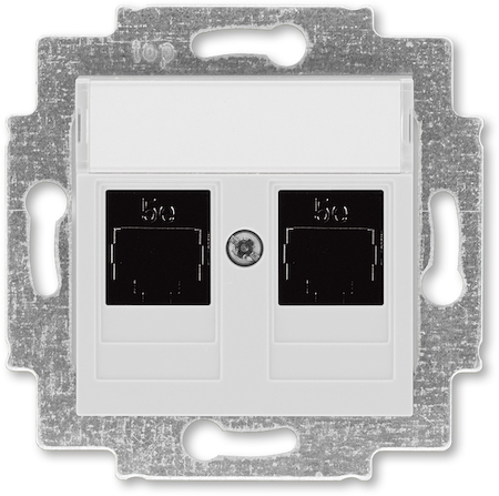 2CHH295118A6016 Розетка информационная ABB Levit двойная 2хRJ45 категория 5e серый