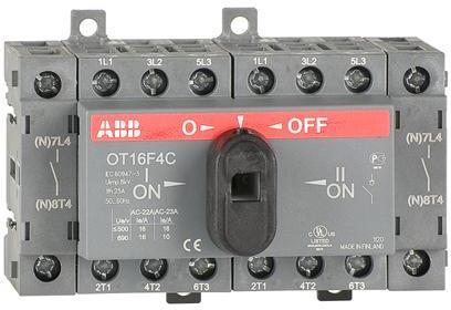 ABB 1SCA104831R1001 Реверсивный рубильник OT16F4C до 16A 4х-полюсный для установки на DIN-рейку или монтажную плату (с резерв. ручкой)