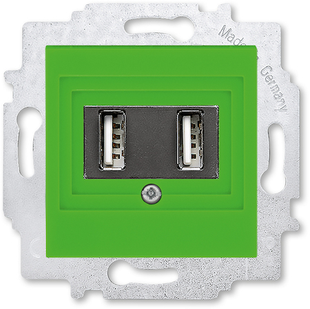 2CHH290040A6067 USB зарядка двойная ABB Levit зелёный